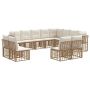 Lauko sofos komplektas 12 pcs Natūralus ir grietinėlės baltas