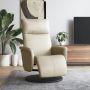 Atlošiama kėdė su pakoja, kreminės spalvos, dirbtinė oda