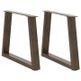 Kavos staliuko kojelės, V formos, 2 vnt., natūralus plienas, 60x(42-43,3) cm, plienas
