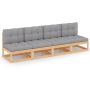 Keturvietė sodo sofa su pagalvėlėmis, pušies medienos masyvas