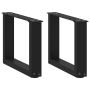 Kavos staliuko kojelės, 2 vnt., juodos, 30x(30-31) cm, plienas, U formos