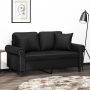 Dvivietė sofa su pagalvėlėmis, juoda, 120cm, dirbtinė oda