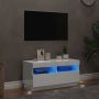 TV spintelė su LED apšvietimu, balta, 80x35x40cm, blizgi