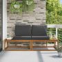 Lauko galinė sofa su pagalve 2 Vienetas Natūralus ir antracitas