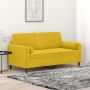 Dvivietė sofa su pagalvėlėmis, geltonos spalvos, 140cm, aksomas