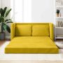 Grindų sofa-lova, 2-1, tamsiai geltona, 122x204x55cm, aksomas