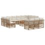 Lauko sofos komplektas 14 pcs Natūralus ir grietinėlės baltas