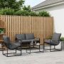 Sodo Sofų Rinkinys 4 pcs Juoda ir Antracitas Plienas