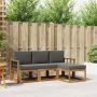 Lauko sofos komplektas su pagalve 4 pcs Natūralus ir antracitas