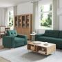 Sofa 3 pcs Tamsiai žalia 221 x 80 x 80 cm Lino mišinio audinys