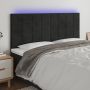 Galvūgalis su LED, juodos spalvos, 200x5x118/128cm, aksomas