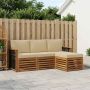 Lauko sofos komplektas su pagalve 4 pcs Natūralus ir bežinis