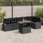 Sodo Sofų Rinkinys su pagalve 7 pcs Juoda