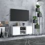 TV spintelė su metalinėmis kojelėmis, balta, 103,5x35x50cm