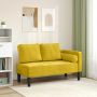 Poilsio sofa su pagalvėlėmis, geltonos spalvos, aksomas