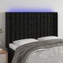 Galvūgalis su LED, juodos spalvos, 147x16x118/128cm, aksomas