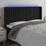 Galvūgalis su LED, juodos spalvos, 163x16x118/128cm, aksomas