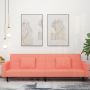 Dvivietė sofa-lova su dvejomis pagalvėmis, rožinė, aksomas