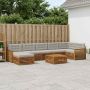 Lauko sofos komplektas 8 pcs Natūrali ir šviesiai pilka