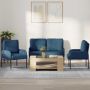 Sofų komplektai su pagalve 3 pcs Mėlyna 115 x 56 x 80 cm fanera