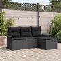 Sodo Sofų Rinkinys su pagalve 4 pcs Juoda Poli ratanas