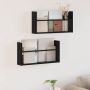Žurnalų stovas su lentyna 2 pcs Juodas ąžuolas 60 x 12 x 30 cm