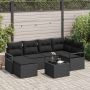Sofos komplektas su pagalve 7 pcs Juoda poliratanas