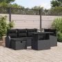 Sodo Sofų Rinkinys su pagalve 7 pcs Juoda Poli ratanas