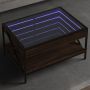 Kavos staliukas su Infinity LED lemputėmis, rudas, 70x50x38cm