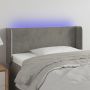 Galvūgalis su LED, šviesiai pilkas, 93x16x78/88cm, aksomas