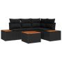 Sodo Sofų Rinkinys su pagalve 5 pcs Juoda Poli ratanas