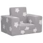 Vaikiška sofa-lova, pilka, minkštas pliušas, su žvaigždėmis