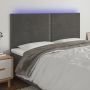Galvūgalis su LED, tamsiai pilkas, 200x5x118/128cm, aksomas