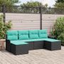 Sodo Sofų Rinkinys su pagalve 6 pcs Juoda Poli ratanas
