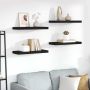 Pakabinamos lentynos, 4vnt., juodos, 60x23,5x3,8cm, MDF