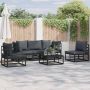 Sodo Sofų Rinkinys su pagalve 5 pcs Juoda Aliuminis