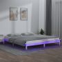 Lovos rėmas su LED, baltas, 135x190cm, mediena, dvivietis