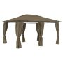 Sodo palapinė su užuolaidomis, taupe spalvos, 4x3m, 180g/m²