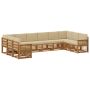 Sekcijos sofų komplektas su pagalve 7 pcs Natūrali