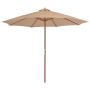 Lauko skėtis nuo saulės su mediniu stulpu, taupe spalvos, 300cm