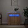 Šoninė spintelė su LED apšvietimu, ąžuolo spalvos, 80x35x75cm