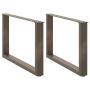 Kavos staliuko kojelės, U formos, 2 vnt., natūralus plienas, 70x(42-43) cm, plienas