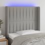 Galvūgalis su LED, šviesiai pilkas, 103x16x118/128cm, audinys