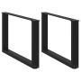 Kavos staliuko kojelės, 2 vnt., juodos, 60x(42-43) cm, plienas, U formos