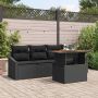 Sodo Sofų Rinkinys su pagalve 5 pcs Juoda Poli ratanas
