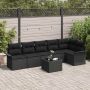 Sodo Sofų Rinkinys su pagalve 7 pcs Juoda Poli ratanas