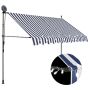 Rankinė ištraukiama markizė su LED, mėlyna ir balta, 300cm