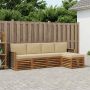 Lauko sofos komplektas su pagalve 5 pcs Natūralus ir bežinis