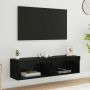 TV spintelių komplektas su LED Juodas ąžuolas Apdirbta mediena
