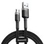 Laidas BASEUS USB Type A M, Micro USB M, 0.2m, juodas